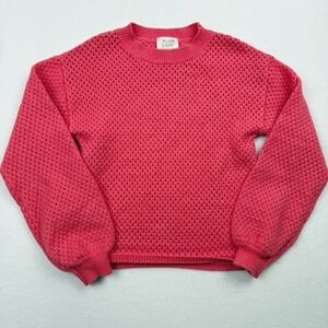 Willow Blossom Girls Pink Knit Sweater Size 7/8 Open Weave Long Sleeve